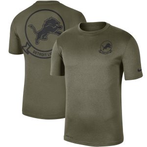 High Quality Comfortable Authentic Cool Men's Detroit Lions Olive 2019 Salute to Service Sideline Seal Legend Performance T-Shirt