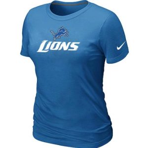High Quality Comfortable Women's Detroit Lions Authentic Logo T-Shirt L.Blue