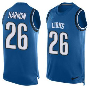 High Quality Fabulous Lions #26 Duron Harmon Blue Team Color Men's Stitched NFL Limited Tank Top Jersey