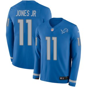High Quality Impressive Sleek Premium Lions #11 Marvin Jones Jr Blue Team Color Men's Stitched NFL Limited Therma Long Sleeve Jersey