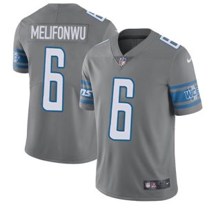 High Quality Luxurious Unique Lions #6 Ifeatu Melifonwu Gray Men's Stitched NFL Limited Rush Jersey