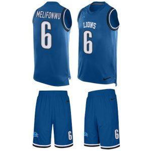 High Quality Marvelous Gorgeous Lions #6 Ifeatu Melifonwu Blue Team Color Men's Stitched NFL Limited Tank Top Suit Jersey