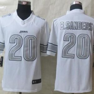 High Quality Modern Sleek Lions #20 Barry Sanders White Men's Stitched NFL Limited Platinum Jersey