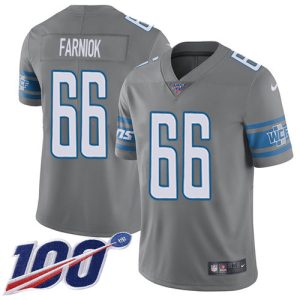 High Quality Outstanding Lions #66 Matt Farniok Gray Youth Stitched NFL Limited Rush 100th Season Jersey