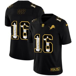 High Quality Premium Marvelous Superb Detroit Lions #16 Jared Goff Men's Carbon Black Vapor Cristo Redentor Limited NFL Jersey