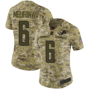High Quality Smart Exquisite Sleek Lions #6 Ifeatu Melifonwu Camo Women's Stitched NFL Limited 2018 Salute To Service Jersey