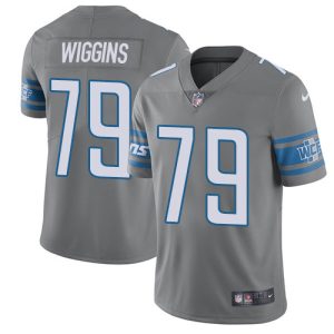 High Quality Stylish Authentic Lions #79 Kenny Wiggins Gray Men's Stitched NFL Limited Rush Jersey
