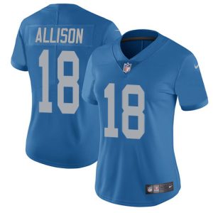 High Quality Unique Authentic Lions #18 Geronimo Allison Blue Throwback Women's Stitched NFL Vapor Untouchable Limited Jersey