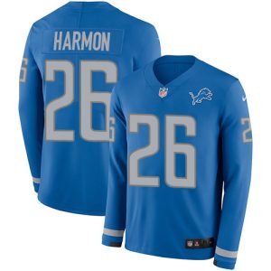 High Quality Unique Lions #26 Duron Harmon Blue Team Color Youth Stitched NFL Limited Therma Long Sleeve Jersey