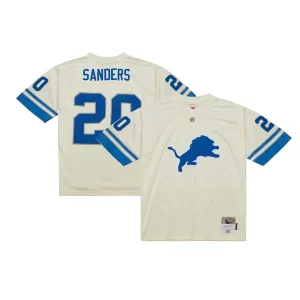 Impressive Authentic Barry Sanders Detroit Lions Chainstitch Legacy Jersey - Cream