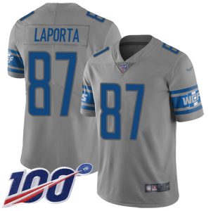 Impressive Chic Dashing Alluring Lions #87 Sam LaPorta Gray Men's Stitched NFL Limited Inverted Legend 100th Season Jersey