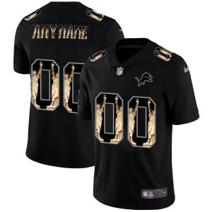 Impressive Chic Detroit Lions Custom Carbon Black Vapor Statue Of Liberty Limited NFL Jersey