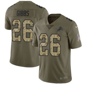 Impressive Cool Lions #26 Jahmyr Gibbs Olive/Camo Youth Stitched NFL Limited 2017 Salute To Service Jersey