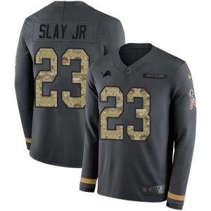 Impressive Dashing Elegant Smart Lions #23 Darius Slay Jr Anthracite Salute to Service Men's Stitched NFL Limited Therma Long Sleeve Jersey