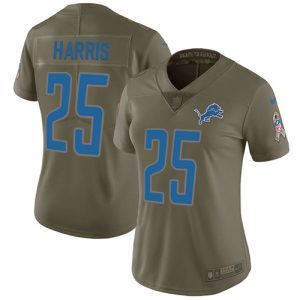 Impressive Dashing Lions #25 Will Harris Olive Women's Stitched NFL Limited 2017 Salute to Service Jersey