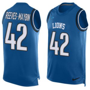 Impressive Elegant Lions #42 Jalen Reeves-Maybin Blue Team Color Men's Stitched NFL Limited Tank Top Jersey