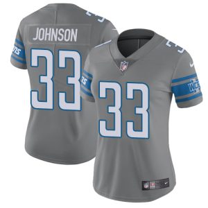 Impressive Exclusive Cool Lions #33 Kerryon Johnson Gray Women's Stitched NFL Limited Rush Jersey