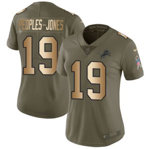Impressive Exclusive Exquisite Lions #19 Donovan Peoples-Jones Olive/Gold Women's Stitched NFL Limited 2017 Salute To Service Jersey