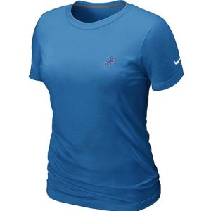 Impressive Exquisite Attractive Women's Detroit Lions Chest Embroidered Logo T-Shirt Light Blue