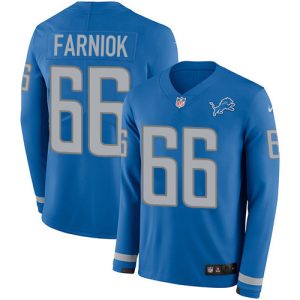 Impressive Exquisite Sleek Lions #66 Matt Farniok Blue Team Color Youth Stitched NFL Limited Therma Long Sleeve Jersey