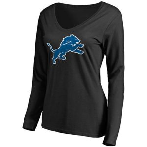 Impressive Fabulous Elegant High Quality Women's Detroit Lions Pro Line Primary Team Logo Slim Fit Long Sleeve T-Shirt Black