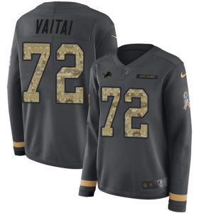 Impressive Graceful Stunning Trendy Lions #72 Halapoulivaati Vaitai Anthracite Salute to Service Women's Stitched NFL Limited Therma Long Sleeve Jersey