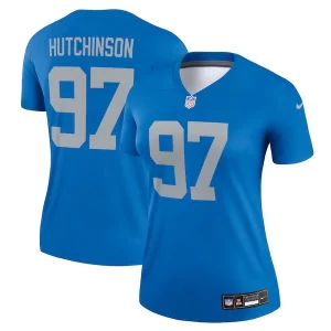 Impressive Marvelous Smart Aidan Hutchinson Detroit Lions Nike Women's Alternate Legend Player Performance Top - Blue