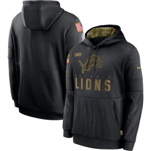 Impressive Smart Detroit Lions 2020 Salute to Service Sideline Performance Pullover Hoodie Black
