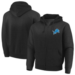 Impressive Smart Detroit Lions Majestic Cap Logo Full-Zip Hoodie Black