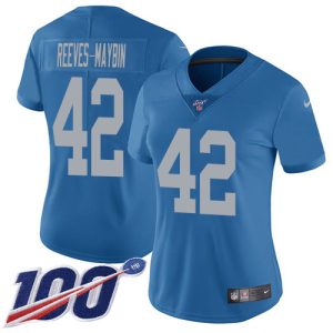 Impressive Stylish Fantastic Lions #42 Jalen Reeves-Maybin Blue Throwback Women's Stitched NFL 100th Season Vapor Untouchable Limited Jersey
