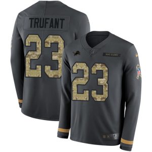 Impressive Trendy Lions #23 Desmond Trufant Anthracite Salute to Service Youth Stitched NFL Limited Therma Long Sleeve Jersey