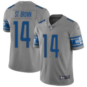 Luxurious Alluring Superb Lions #14 Amon-Ra St. Brown Gray Men's Stitched NFL Limited Inverted Legend Jersey