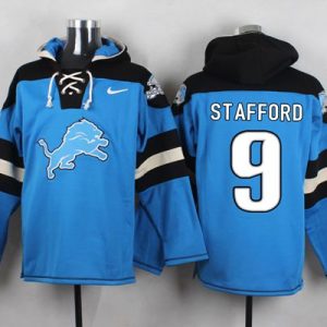 Luxurious Comfortable Stylish Chic Lions #9 Matthew Stafford Blue Player Pullover NFL Hoodie