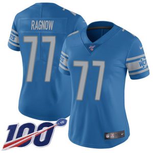 Luxurious Cool Stunning Smart Lions #77 Frank Ragnow Blue Team Color Women's Stitched NFL 100th Season Vapor Untouchable Limited Jersey