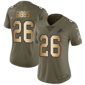 Luxurious Dashing Lions #26 Jahmyr Gibbs Olive/Gold Women's Stitched NFL Limited 2017 Salute To Service Jersey