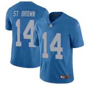 Luxurious Elegant Impressive Modern Lions #14 Amon-Ra St. Brown Blue Throwback Youth Stitched NFL Vapor Untouchable Limited Jersey