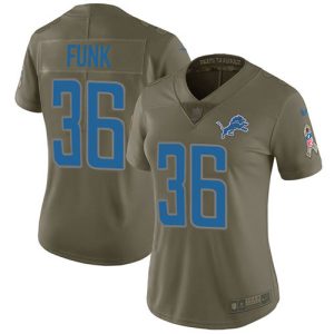 Luxurious Eye - catching Modern Lions #36 Jake Funk Olive Women's Stitched NFL Limited 2017 Salute To Service Jersey