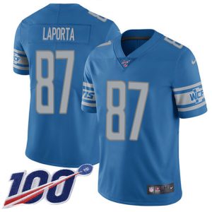 Luxurious Gorgeous Fabulous Comfortable Lions #87 Sam LaPorta Blue Team Color Men's Stitched NFL 100th Season Vapor Untouchable Limited Jersey