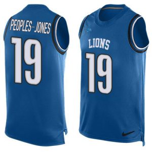 Luxurious Gorgeous Marvelous Chic Lions #19 Donovan Peoples-Jones Blue Team Color Men's Stitched NFL Limited Tank Top Jersey