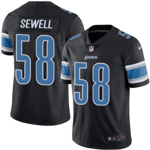 Luxurious High Quality Eye - catching Fabulous Detroit Lions #58 Penei Sewell Black Men's Stitched NFL Limited Rush Jersey