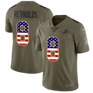 Luxurious High Quality Eye - catching Fabulous Lions #8 Josh Reynolds Olive/USA Flag Men's Stitched NFL Limited 2017 Salute To Service Jersey