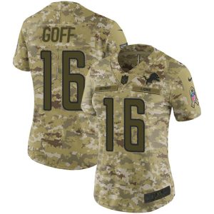 Luxurious Smart Detroit Lions #16 Jared Goff Camo Women's Stitched NFL Limited 2018 Salute To Service Jersey