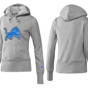 Luxurious Smart Women's Detroit Lions Logo Pullover Hoodie Grey