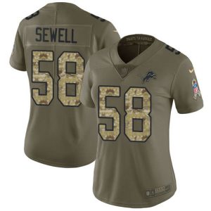 Luxurious Stunning Impressive Outstanding Detroit Lions #58 Penei Sewell Olive/Camo Women's Stitched NFL Limited 2017 Salute To Service Jersey