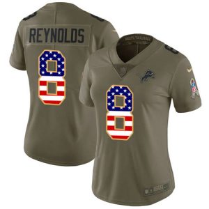 Luxurious Stylish Classic Lions #8 Josh Reynolds Olive/USA Flag Women's Stitched NFL Limited 2017 Salute To Service Jersey
