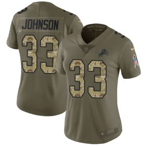Luxurious Stylish Exclusive Alluring Lions #33 Kerryon Johnson Olive/Camo Women's Stitched NFL Limited 2017 Salute to Service Jersey