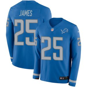 Luxurious Trendy Lions #25 Craig James Blue Team Color Youth Stitched NFL Limited Therma Long Sleeve Jersey