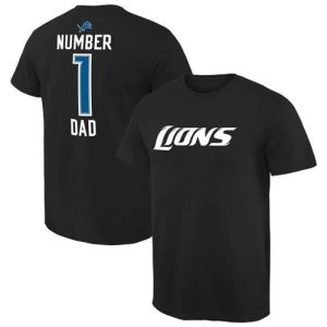 Luxurious Unique Men's Detroit Lions Pro Line College Number 1 Dad T-Shirt Black