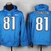 Marvelous Alluring Modern Premium Detroit Lions #81 Calvin Johnson Pullover NFL Hoodie Blue