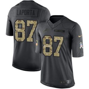 Marvelous Cool Lions #87 Sam LaPorta Black Youth Stitched NFL Limited 2016 Salute to Service Jersey